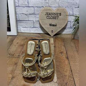Azalea Wang Stetson gold Sandals Sz 7 Flats Slip Ons NEW